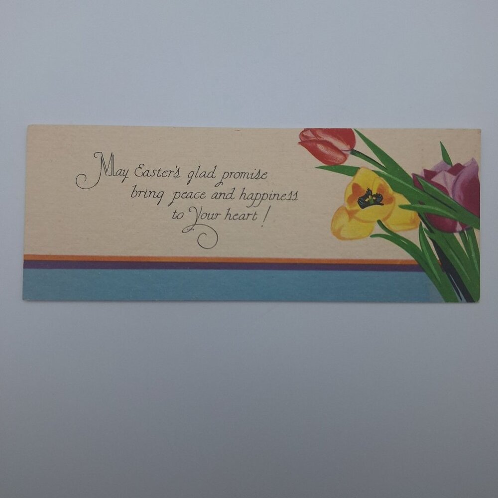 Vintage Easter Postcard Made In USA Flowers Message Greetings‎ Collectible